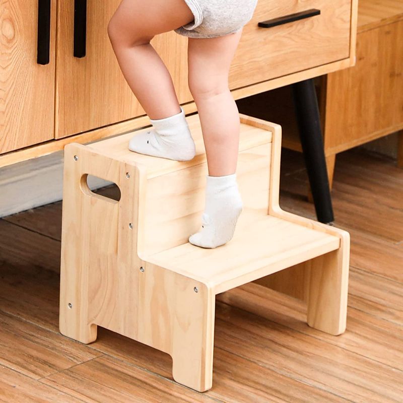 Photo 1 of Wooden Step Stool for Kids,Natural…
