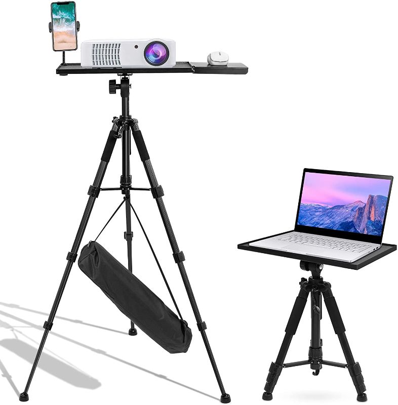 Photo 1 of WinisKi Projector Tripod Stand Adjustable, Universal Laptop Floor Stand, Portable Projector Stand with Phone Holder, Laptop Tripod 17.6 to 51.4 Inch Tall, Perfect for Stage, Studio or Outdoor Movies
