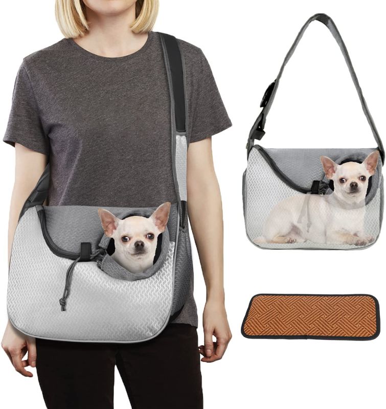 Photo 1 of YUDODO Pet Dog Sling Carrier Travel Hands-Free Puppy Pouch Carriers with Bottom Breathable Doggie Carrying Bag Reflective Safe Cat Crossbody Carrier for Medium Small Dogs Cats(6-12lbs, Grey)
