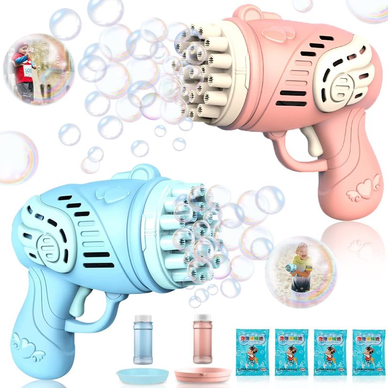 Photo 1 of 2 PCS Bubble Gun 23 Hole Bubble Machine with Rich Bubbles, Automatic Bubble Maker, Bubble Blower for Bubble Blaster Party Favors, Summer Toy, Outdoors, Backyard, Camping, Birthday Gift
