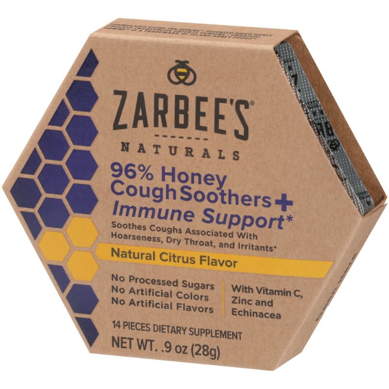Photo 1 of Zarbees Naturals 96% Honey Cough Soothers + Immune Support 14 Each by Zarbees
2 PACK BEST BY NOV 2022