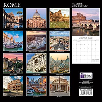 Photo 2 of The Gifted Stationery 2022 Monthly Wall Calendar - Rome. 12 x 12 inch, Premium Quality 16 Months Calendar Planner For Family Home And Office, Large Grid For Birthdays And Notes
