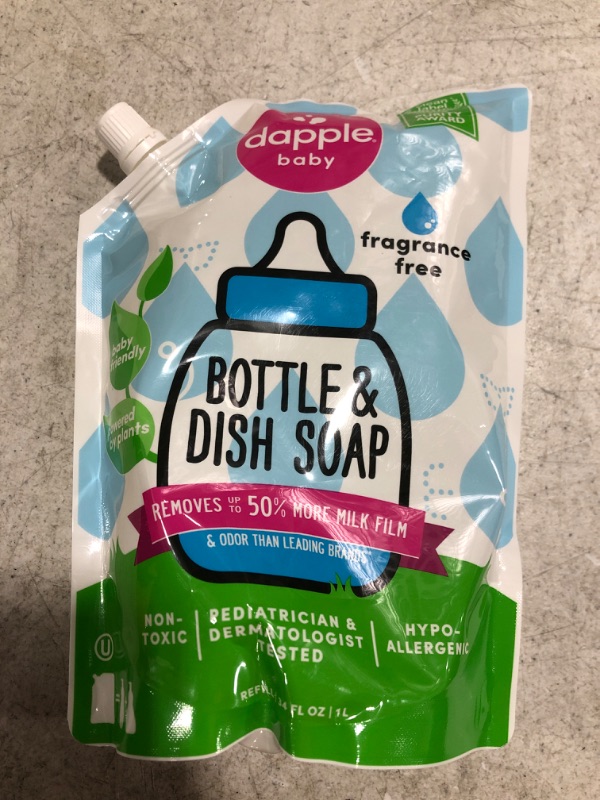 Photo 3 of Baby Bottle and Dish Liquid Refill Pack Fragrance Free 34 Oz by Dapple
