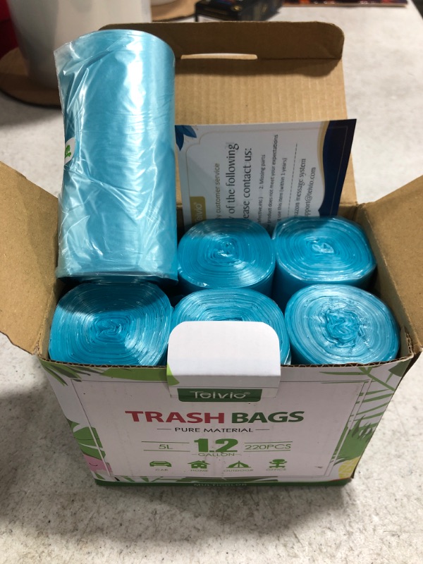 Photo 3 of 1.2 Gallon/220pcs Strong Trash Bags Colorful Clear Garbage Bags, Bathroom Trash Can Bin Liners, Small Plastic Bags for home office kitchen, fit 5-6 Liter, 0.8-1.6 and 1-1.5 Gal, Multicolor
PHOTO FOR REFERENCE. 220 PCS.
