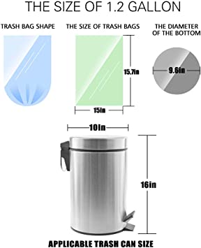 Photo 2 of 1.2 Gallon/220pcs Strong Trash Bags Colorful Clear Garbage Bags, Bathroom Trash Can Bin Liners, Small Plastic Bags for home office kitchen, fit 5-6 Liter, 0.8-1.6 and 1-1.5 Gal, Multicolor
PHOTO FOR REFERENCE. 220 PCS.