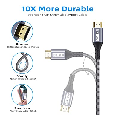 Photo 2 of HDMI 2.1 Cable 10ft, Yurnero 8K High Speed 48Gbps Ultra HD HDMI to HDMI Cable(8K@60Hz,4K@120Hz),HDMI Cord Supports 3D and Audio Return Channel,Compatible with Fire TV/PS5/PS4/PS3/PC
