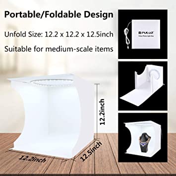 Photo 2 of PULUZ 30cm Ring Light Photo Studio Light Box, Adjustable Portable Photography Shooting Light Tent Kit with White/Warm/Soft Lighting 128pcs LED Lights + 6 Backdrops for Product Display
