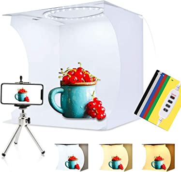 Photo 1 of PULUZ 30cm Ring Light Photo Studio Light Box, Adjustable Portable Photography Shooting Light Tent Kit with White/Warm/Soft Lighting 128pcs LED Lights + 6 Backdrops for Product Display
