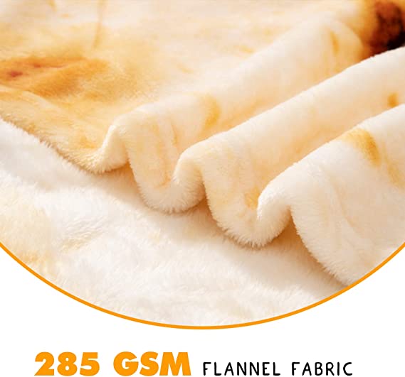 Photo 2 of Burritos Blanket, Double Sided Giant Flour Tortilla Throw Blanket, Novelty Tortilla Blanket for Your Family, 285 GSM Soft and Comfortable Flannel Taco Blanket for Adults. (Beige, 71 inches)