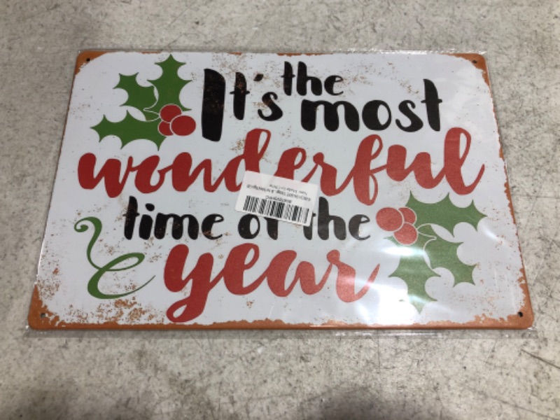 Photo 3 of AMELIA SHARPE Vintage Retro Collectible tin Sign - The Most Wonderful Time of The Year Holly Christmas -Wall Decoration 12x8 inch Poster Home bar Restaurant Garage Cafe Art Metal Sign Gift
