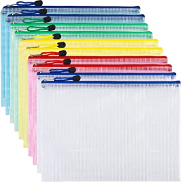 Photo 1 of 10pcs Mesh Zipper Pouch Zipper File Bags, Puzzle Project Bags for Cross Stitch and Organizing Storage, Letter Size A4 Size for Travel, School, Board Games and Office Supplies. PHOTO FOR REFERENCE, COLORS MAY VARY. 

