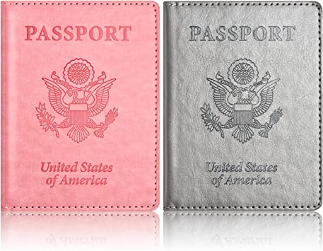 Photo 1 of 2Pack Passport and Vaccine Card Holder Combo, Passport Holder with Vaccine Card Slot, Passport Wallet, Passport Cover, Passport Case, Passport Holder for Women and Men (CI-pink+grey)
