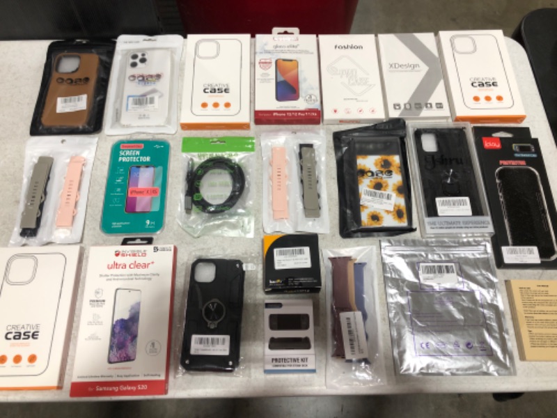Photo 1 of LOT OF ASSORTED SMARTPHONE CASES AND ACCESSORIES. CASES, WATCH BANDS, CABLES, ETC... 