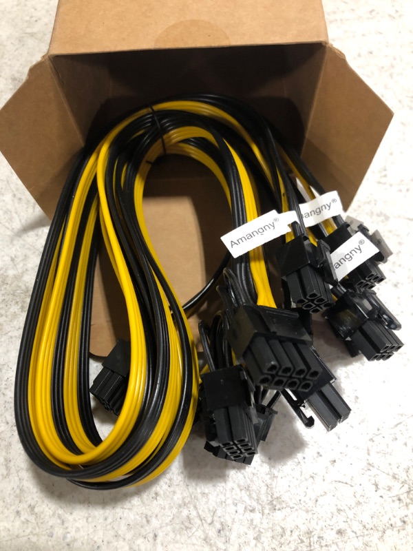 Photo 3 of Amangny 6 Pack PCI-E 6 Pin Male to 8(6+2) Pin Male GPU PCIe Extension Power Cable BTC Miner PCI Express 6 Pin to 8 Pin Adapter 24.4 inch(62cm)
