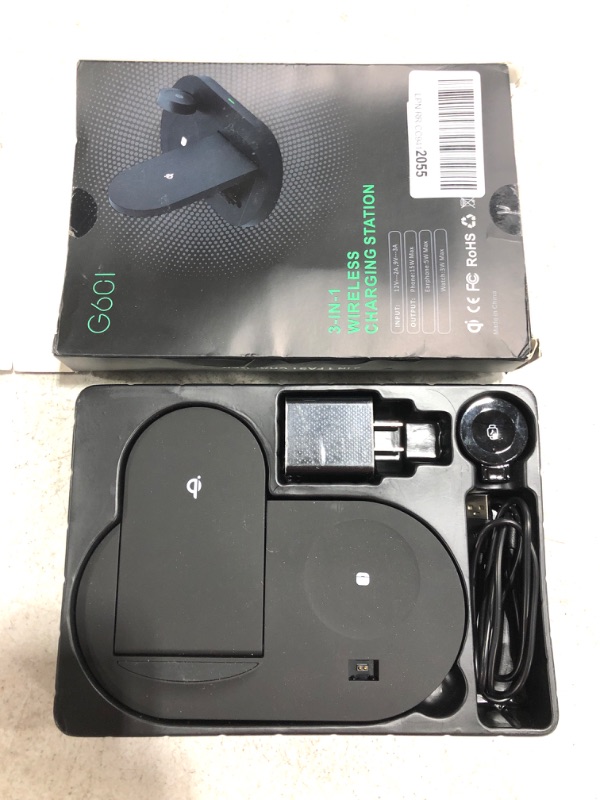 Photo 2 of 3 in 1 Wireless Charging Station DINTO Foldable Wireless Charging Dock for Apple Watch SE Series Airpods Pro. OPEN BOX. PRIOR USE.
