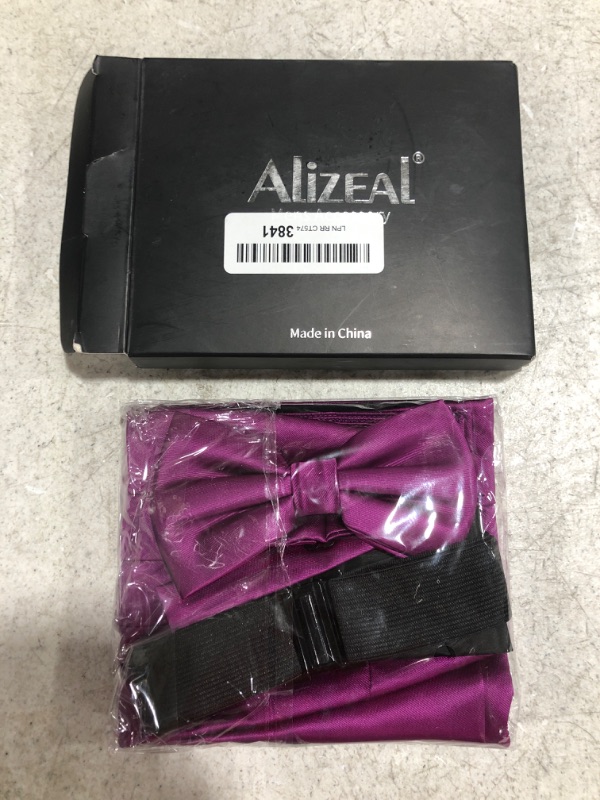 Photo 2 of Alizeal Mens Paisley/Solid Pre-tied Party Adjustable Bow Tie. 