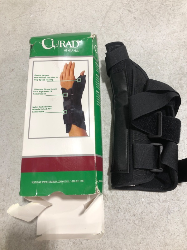 Photo 2 of Curad Wrist and Forearm Splint with Abducted Thumb - Right, Large. OPEN BOX. PRIOR USE.