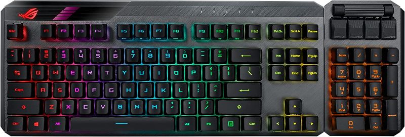 Photo 1 of ASUS ROG Claymore II Wireless Modular Gaming Mechanical Keyboard (ROG RX Switches, detachable numpad & wrist rest for TKL 80%/100%, Aura Sync, media controls, fast charge, USB 2.0 Passthrough)-Blac