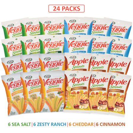 Photo 1 of best  by 12/14/2022 Sensible Portions Veggie Straws Sea Salt, Cheddar, Apple Cinnamon, and Ranch, 1oz Bags, 24ct Variety Pack best  by 12/14/2022