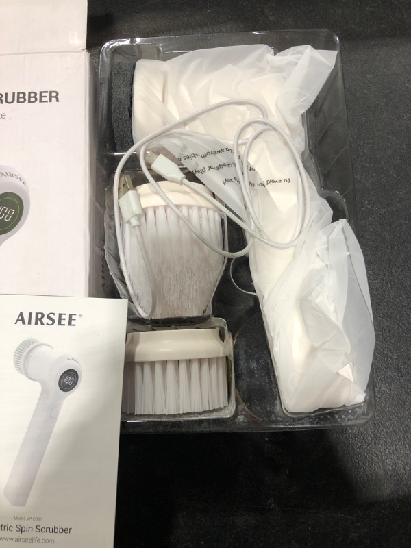 Photo 2 of AIRSEE Electric Spin Scrubber for Bathroom Bathtub, Cordless Power Spinning Scrub Brush, Handheld Shower Cleaner Brush with 6 Replaceable Brush Heads for Tile, Tub, Dish, Sink, Grout, Wall, Kitchen