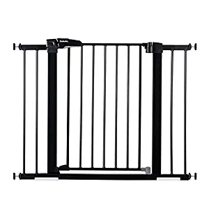 Photo 1 of BABELIO 26"-40" Extra Wide Pressure Mounted Metal Gate, Easy to Install, No Tools Required, with Wall Guards and Extenders (Black)
