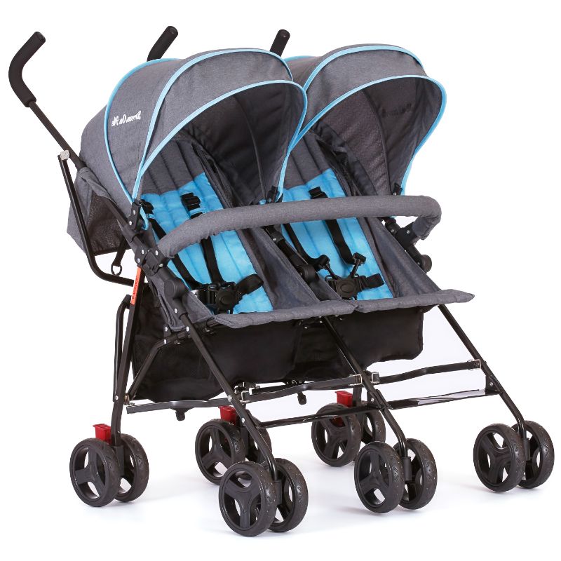 Photo 1 of Dream on Me Volgo Twin Umbrella Stroller Blue and Dark Grey
