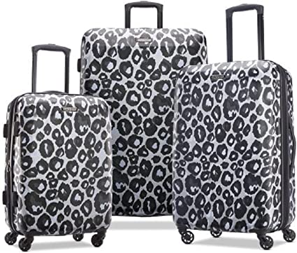 Photo 1 of American Tourister Moonlight Hardside Expandable Luggage with Spinner Wheels, Leopard Black, 3-Piece Set (21/24/28)
