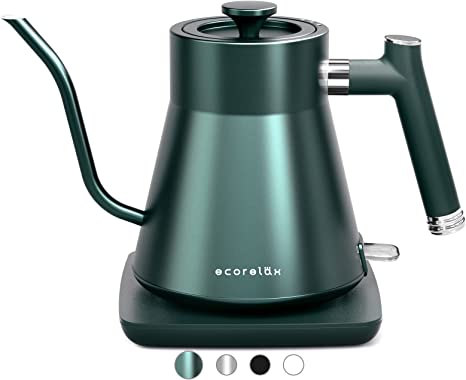 Photo 1 of EcoRelax Gooseneck Electric Kettle, Pour Over Coffee and Tea Kettle, 100% Stainless Steel Interior, 1200w Automatic shut off Hot Water Boiler with British Strix Boli Dry Protection, 0.8L
