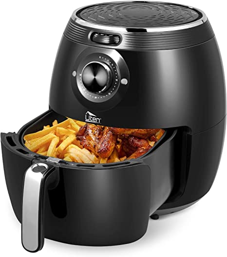 Photo 1 of Air Fryer 5.8QT/5.5L, Uten 1700W AirFryer High-Power Electric Hot Temperature Control & Timer Knob, Non Stick Fry Basket, Dishwasher Safe, Apply to Party, Afternoon Tea, Black
