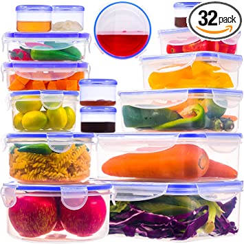 Photo 1 of 32 Pcs Large Food storage containers-85 oz to Sauces Box Stackable Kitchen storage bowls sets-BPA Free Leak proof Plastic food Storage Containers with lids airtight-Microwave freezer safe lunch boxes
