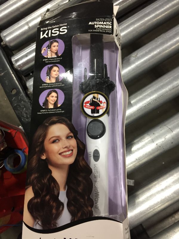 Photo 2 of Kiss Products Instawave Automatic Ceramic Curling Iron 1” KACI01, Black; White
