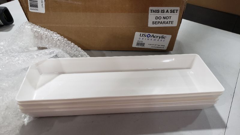 Photo 2 of US Acrylic Avant 15" x 5" Plastic 3-Section Stackable Serving Tray in White | Set of 4 Appetizer, Charcuterie, Food, Snack, Dessert Platters |...
