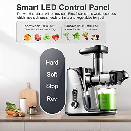 Photo 3 of Juicer Machines,AMZCHEF Slow Masticating Juicer Extractor, Cold Press Juicer with Two Speed Modes, Travel bottle(500ML),LED display, Easy to Clean Brush & Quiet Motor for Vegetables&Fruits,Gray
