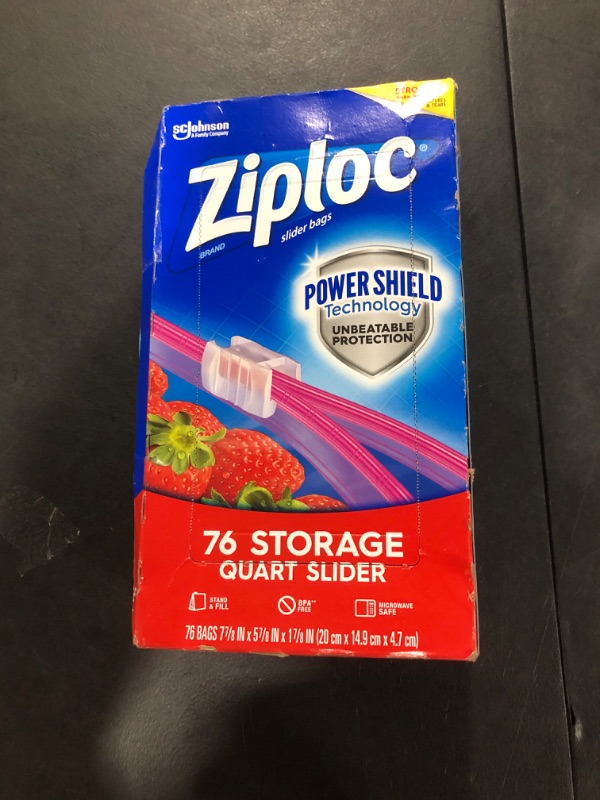 Photo 2 of Ziploc Quart Food Storage Slider Bags, Power Shield Technology for More Durability, 76 Count 684 Count