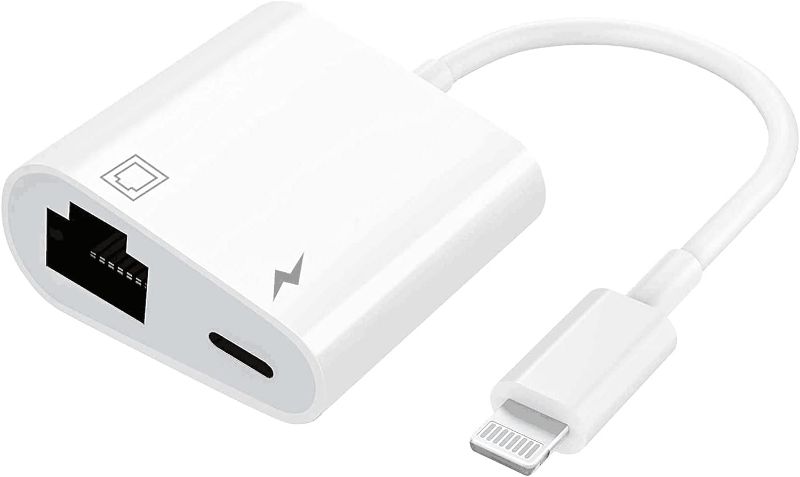 Photo 1 of Lightning to Ethernet Adapter, [Apple MFi Certified] 2 in 1RJ45 Ethernet LAN Network Adapter for iPhone/iPad/iPod, Supports 100Mbps Ethernet Network with Charge Port, Plug and Play, Support All iOS
