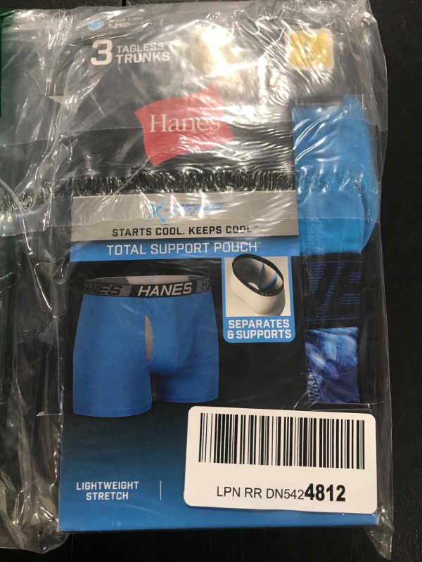 Photo 2 of Hanes Total Support Pouch Men's Boxer Briefs Pack, X-Temp Cooling, Anti-Chafing, Moisture-Wicking Underwear, Trunks Available Trunk Large Trunk - Assorted