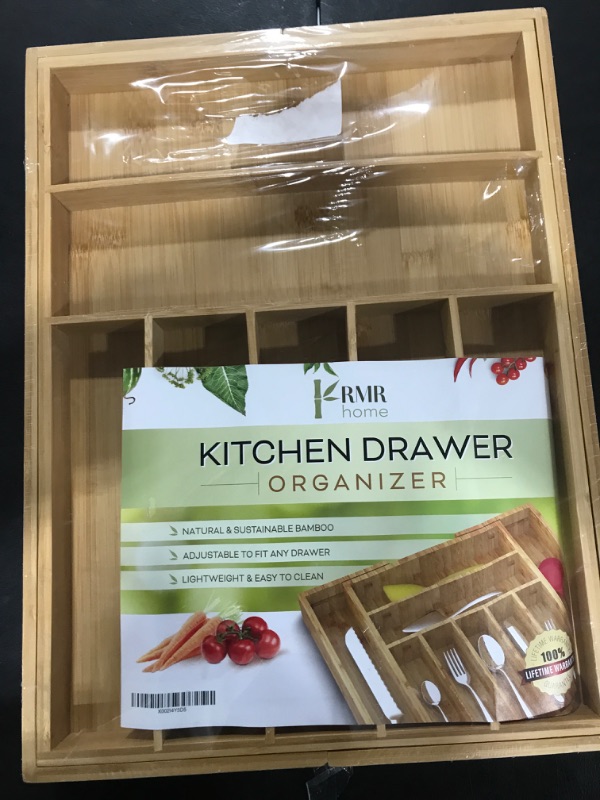 Photo 2 of 2 PACK - Premium Bamboo Silverware Organizer - Expandable Kitchen Drawer Organizer and Utensil Organizer, Perfect Size Cutlery Tray with Drawer Dividers for Kitchen Utensils and Flatware… 2Pack-Natural