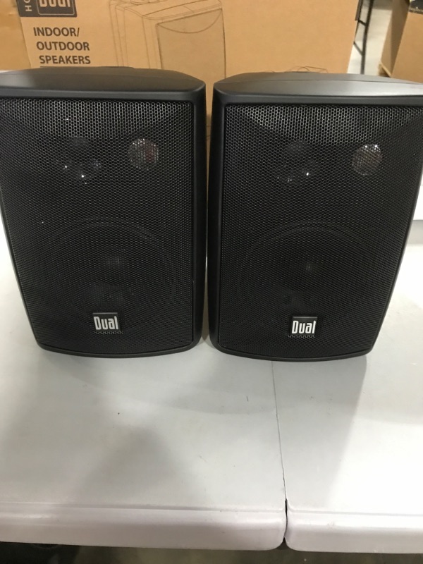 Photo 2 of Dual Electronics LU43PB 3-Way High Performance Outdoor Indoor Speakers with Powerful Bass | Effortless Mounting Swivel Brackets | All Weather Resistance | Expansive Stereo Sound Coverage | Sold in Pairs, Black
