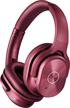 Photo 1 of ZIHNIC Active Noise Cancelling Headphones, 40H Playtime Wireless Bluetooth Headset with Deep Bass Hi-Fi Stereo Sound,Comfortable Earpads for Travel/Home/Office (Red)
