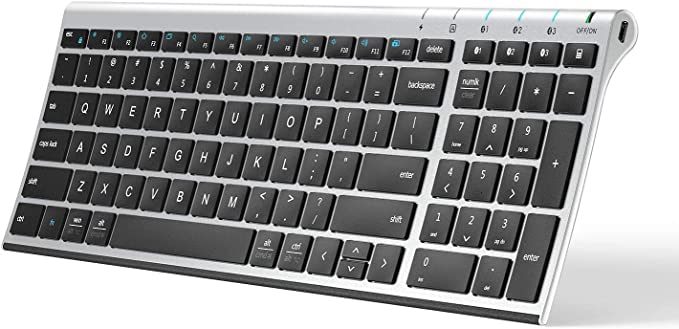 Photo 1 of iClever BK10 Bluetooth Keyboard, Multi Device Keyboard Rechargeable Bluetooth 5.1 with Number Pad Ergonomic Design Full Size Stable Connection Keyboard for iPad, iPhone, Mac, iOS, Android, Windows
