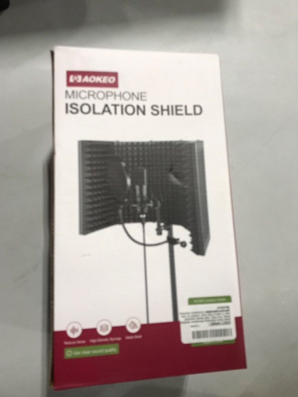 Photo 2 of Aokeo Studio Recording Microphone Isolation Shield, Pop Filter. High density absorbent foam is used to filter vocal. Suitable for blue yeti and any condenser microphone recording equipment (AO-505)