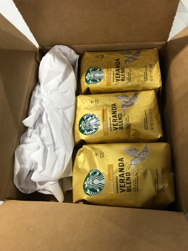 Photo 2 of 3 Pack Starbucks Veranda Blend Light Blonde Roast Whole Bean Coffee, 12-Ounce Bag