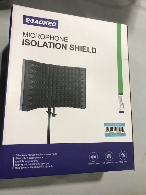 Photo 2 of Aokeo (AO-302) Professional Studio Recording Microphone Isolation Shield.High Density Absorbent Foam Is Used to Filter VocalS. Suitable for Blue Yeti a
