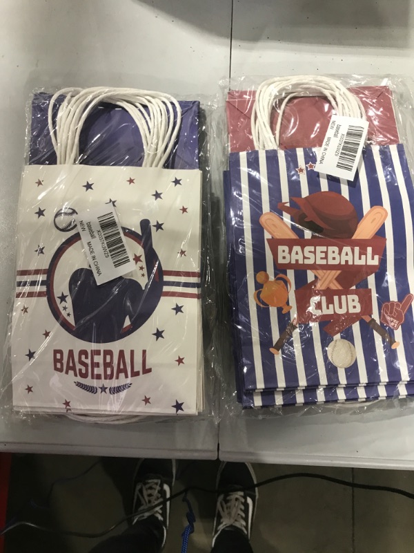 Photo 2 of 24 Pcs Baseball Snack Goodie Bags for Kids, Baseball Treat Gift Candy Bag with Handle (12 Pcs) + Baseball Themed Party Favor Bags with Stickers (12 Pcs) for Team Boys Girls Birthday Party Supplies Set 2