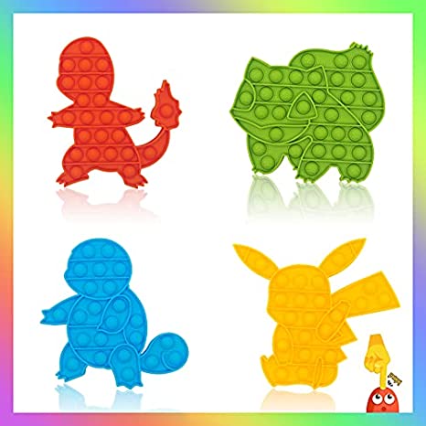 Photo 1 of 4 Pack Push Bubble Sensory Pop Fidget It Toy Autism Special Needs Stress Relief Silicone Pressure, Cheap Prime Pretty Rainbow Dimple Simple Squeeze Yellow Green Orange Blue Turtle for Kids Adult
