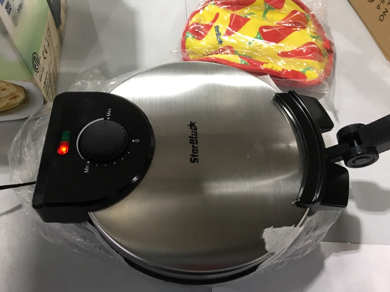 Photo 2 of 10inch Roti Maker by StarBlue with FREE Roti Warmer - the Automatic Stainless Steel Non-Stick Electric Machine to Make Indian Style Chapati, Tortilla,
