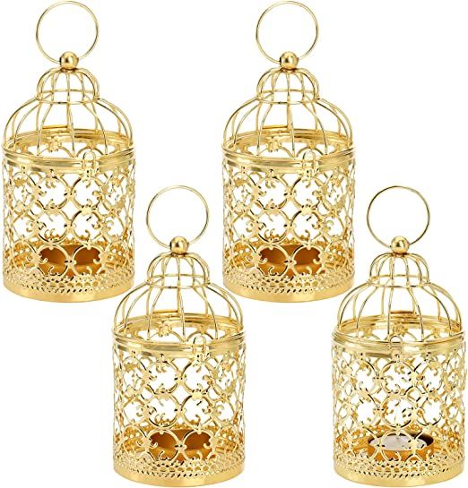 Photo 1 of 5 Pack Gold Decorative Lantern Hanging Candle Holder, Vintage Small Metal Tealight Decorative Birdcage Candle Lantern Centerpieces for Wedding, Birthday, Party, Home Decoration
