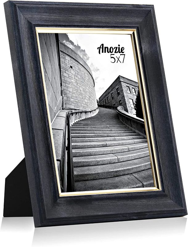 Photo 1 of Anozie 8X10 Picture Frames(5 Pack, Whitewashed) Elegant Design Photo Frame Set with HD Real Glass for Tabletop or Wall Mount Display, Modern Collection (Black, 8X10)
