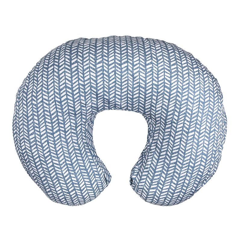 Photo 1 of Boppy Nursing Pillow and Positioner—Original | Blue Herringbone | Breastfeeding, Bottle Feeding, Baby Support | with Removable Cotton Blend Cover | Awake-Time Support
