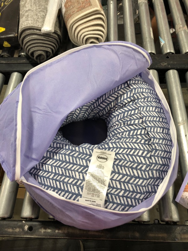 Photo 2 of Boppy Nursing Pillow and Positioner—Original | Blue Herringbone | Breastfeeding, Bottle Feeding, Baby Support | with Removable Cotton Blend Cover | Awake-Time Support
